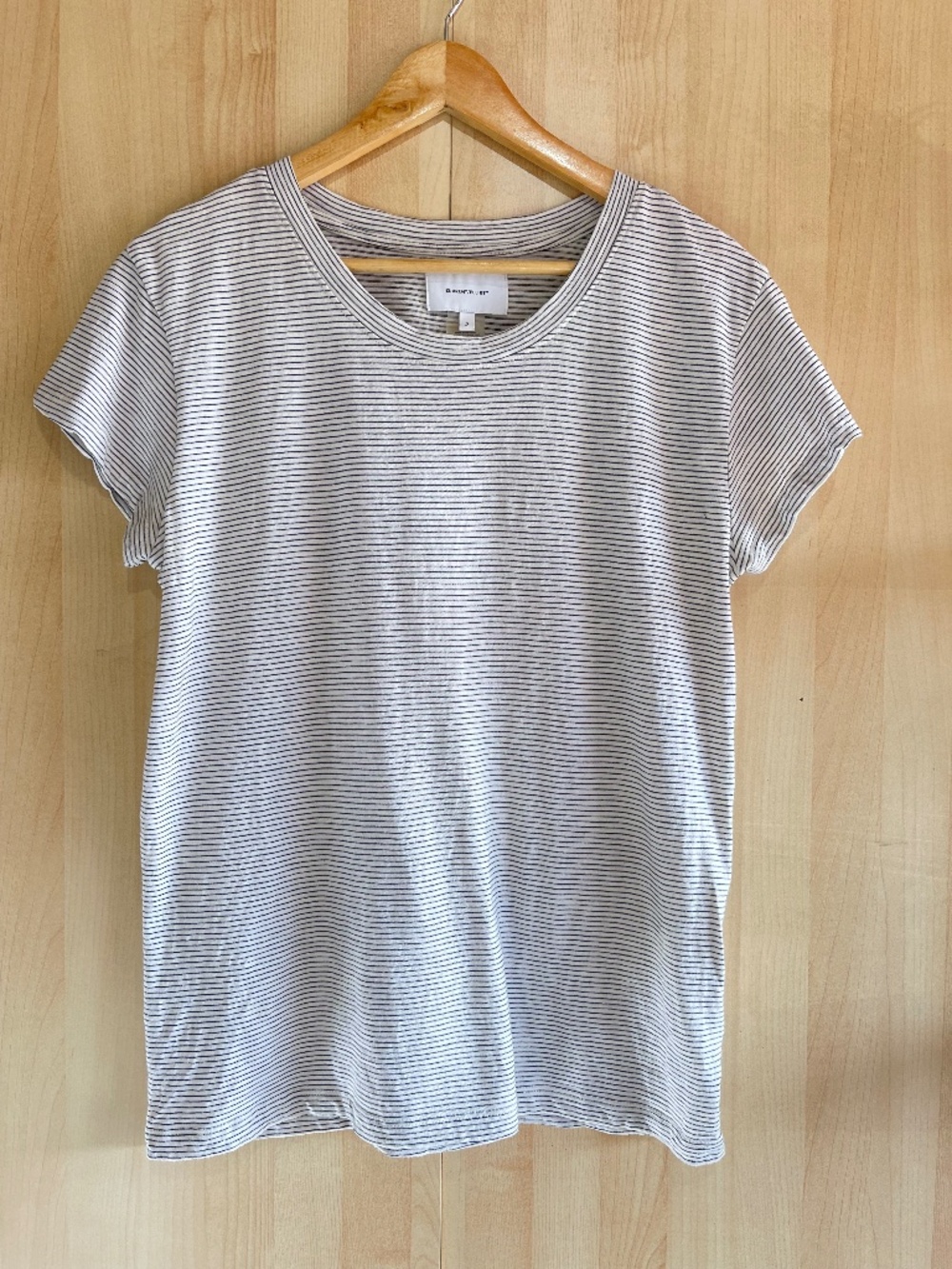 Current/Elliott White and Black Striped Crewneck Tee